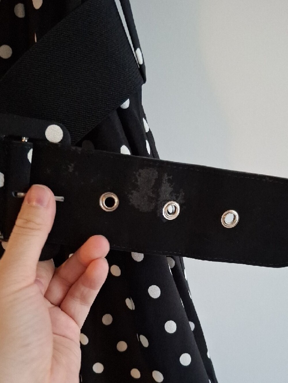 City Chic Black and White Polka Dot Dress With Belt - Picture 7 of 7